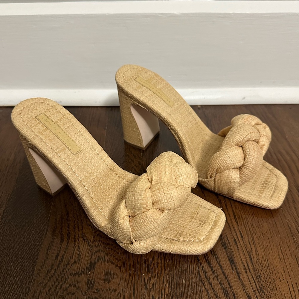 Loeffler Randall Freya Braided Raffia Heeled Mules - Picture 5 of 10